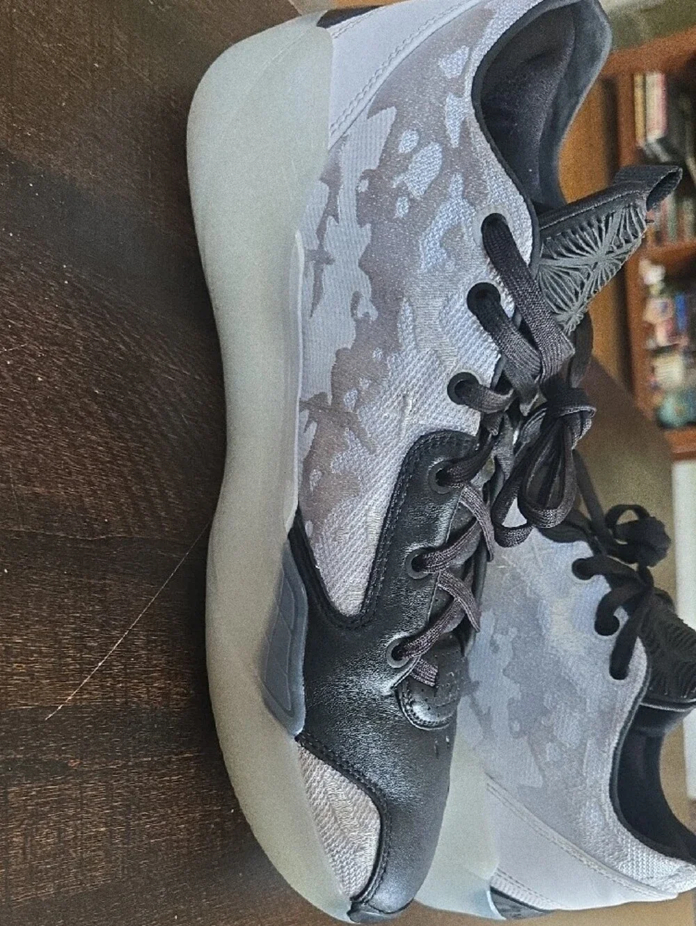 Jordan Mid/Low Black and Grey Athletic Sneakers with Blue Jumpman